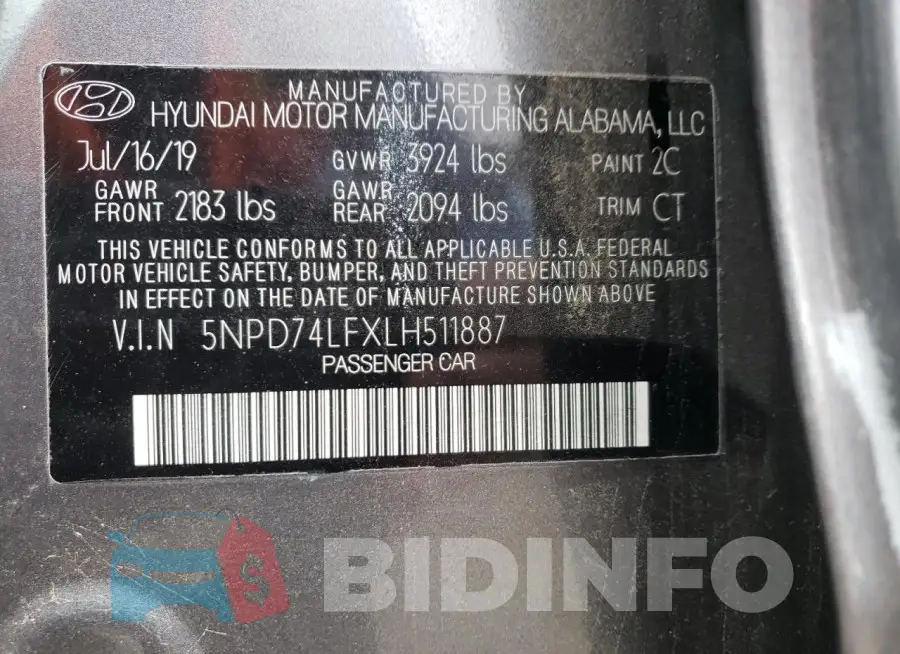 5NPD74LFXLH511887 Photo# 13