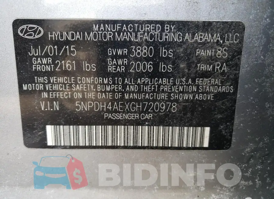 5NPDH4AEXGH720978 Photo# 12