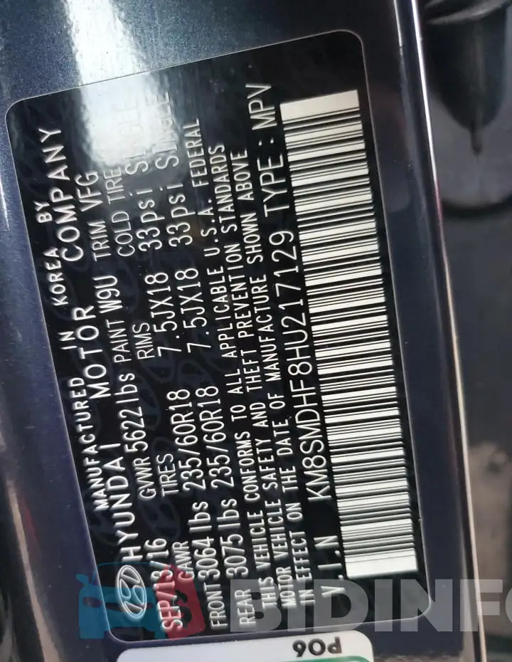 KM8SMDHF8HU217129 Photo# 12