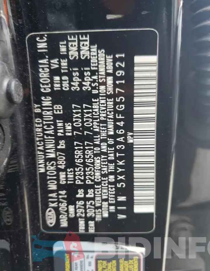 5XYKT3A64FG571921 Photo# 12