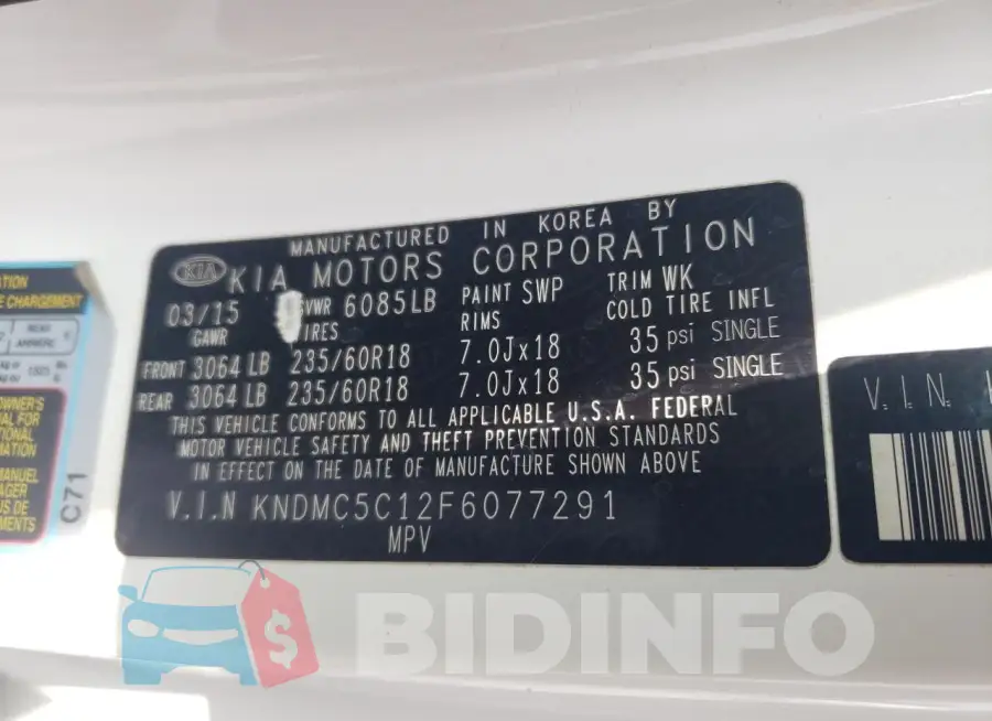 KNDMC5C12F6077291 Photo# 13
