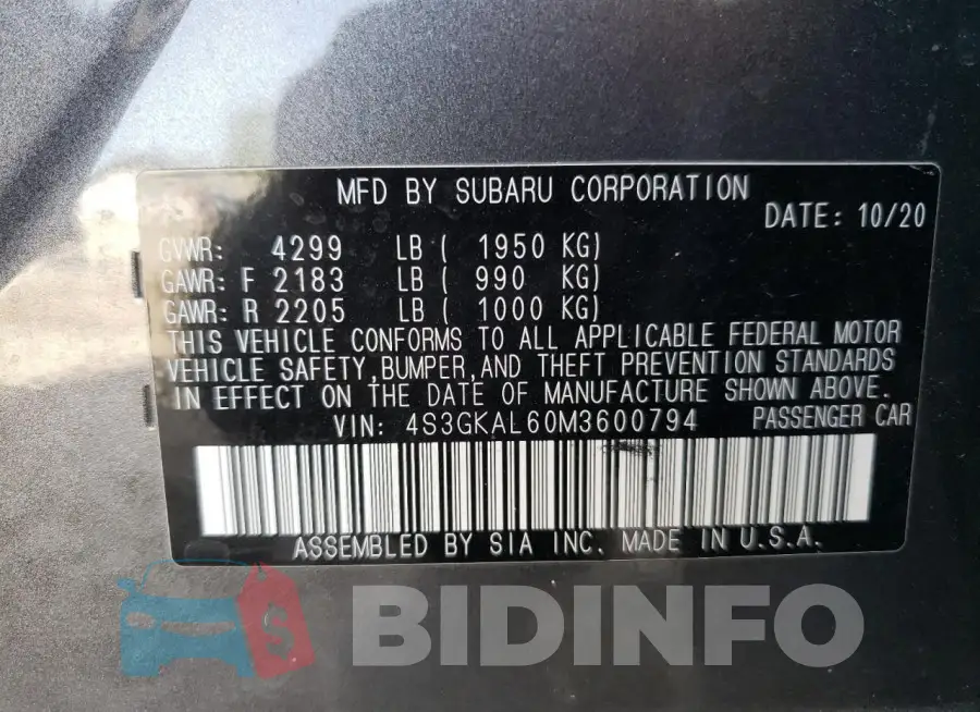 4S3GKAL60M3600794 Photo# 12