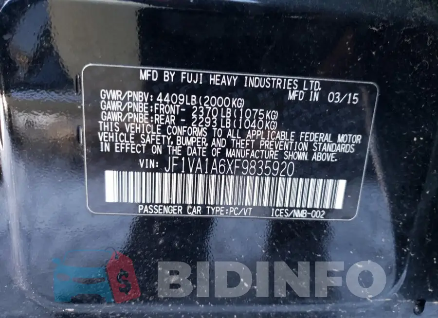 JF1VA1A6XF9835920 Photo# 12