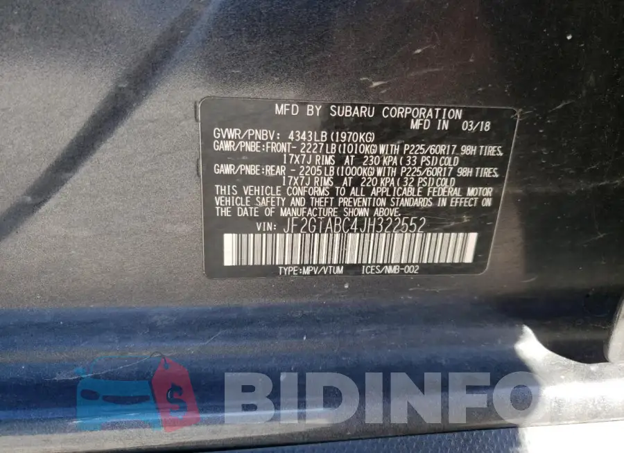 JF2GTABC4JH322552 Photo# 13