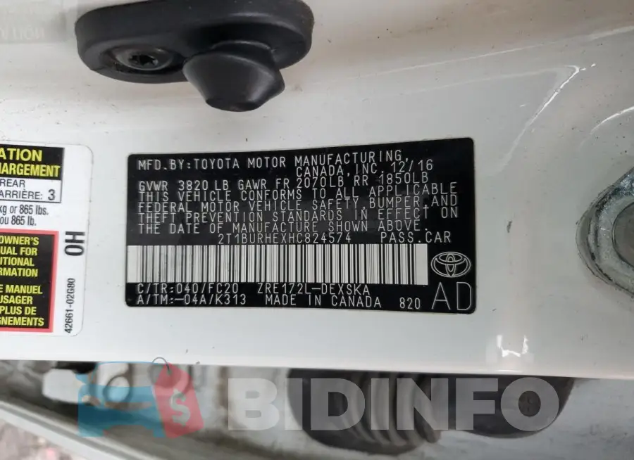2T1BURHEXHC824574 Photo# 12