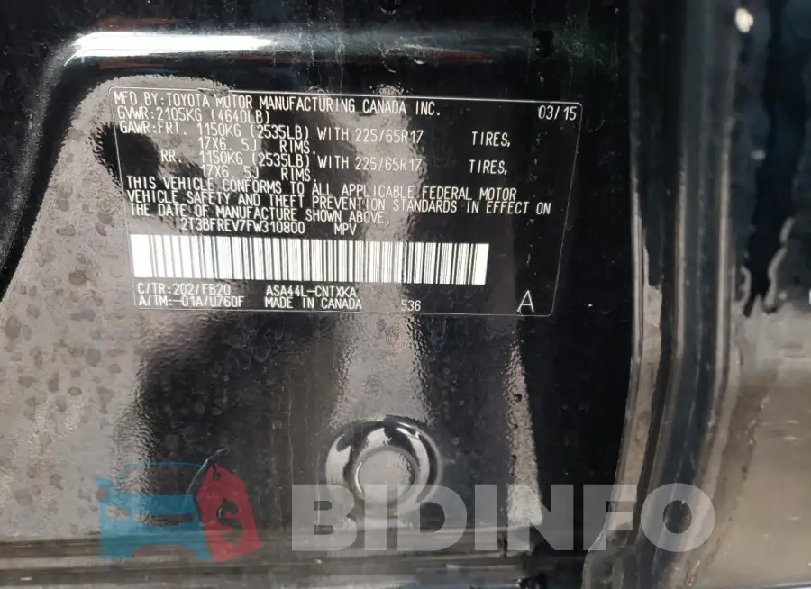 2T3BFREV7FW310800 Photo# 12