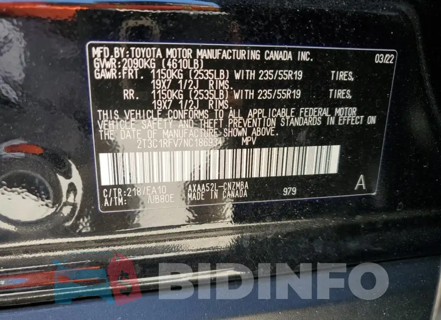 2T3C1RFV7NC186934 Photo# 14