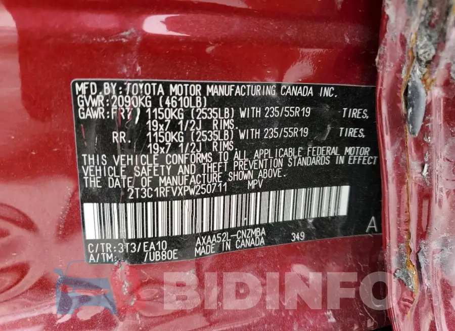 2T3C1RFVXPW250711 Photo# 13