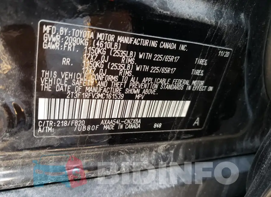 2T3F1RFV3MC161539 Photo# 13