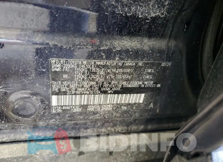 2T3P1RFV4MW181284 Photo# 12