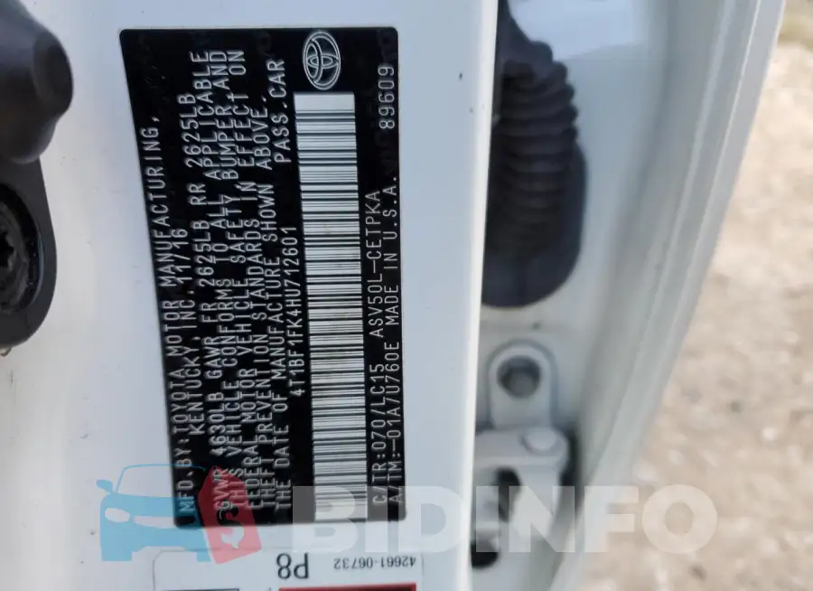 4T1BF1FK4HU712601 Photo# 13