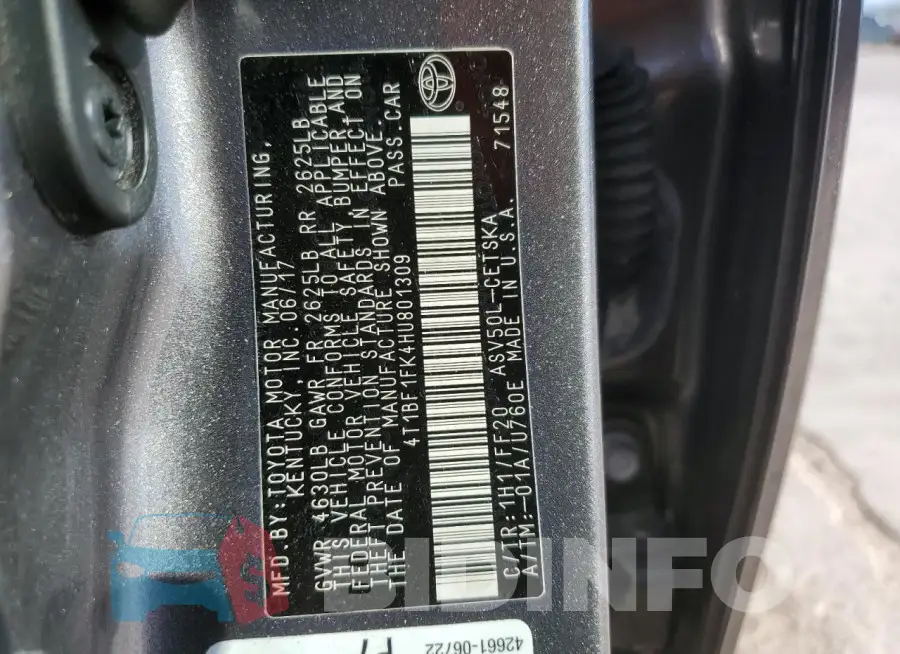4T1BF1FK4HU801309 Photo# 13
