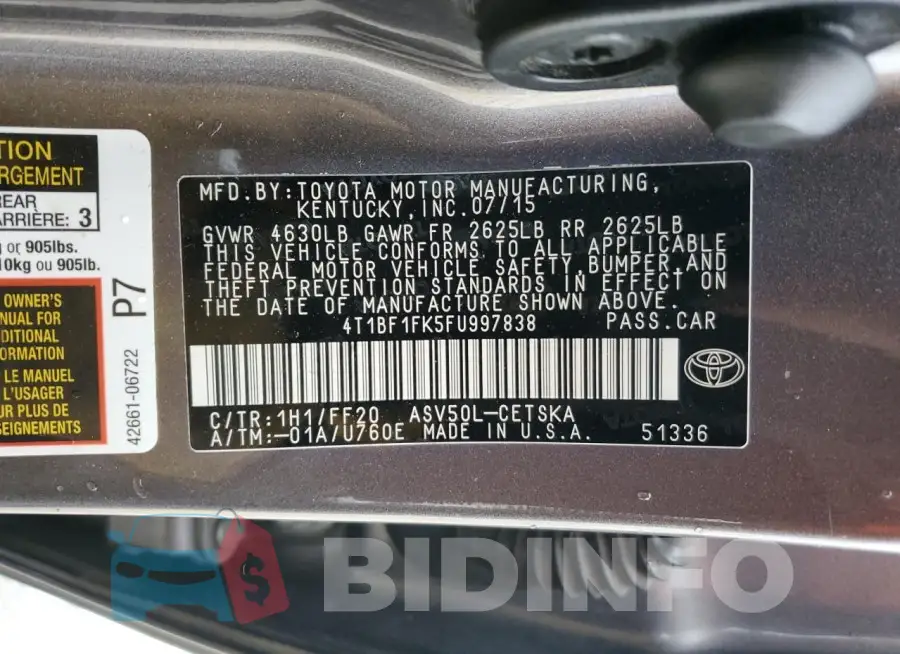 4T1BF1FK5FU997838 Photo# 13