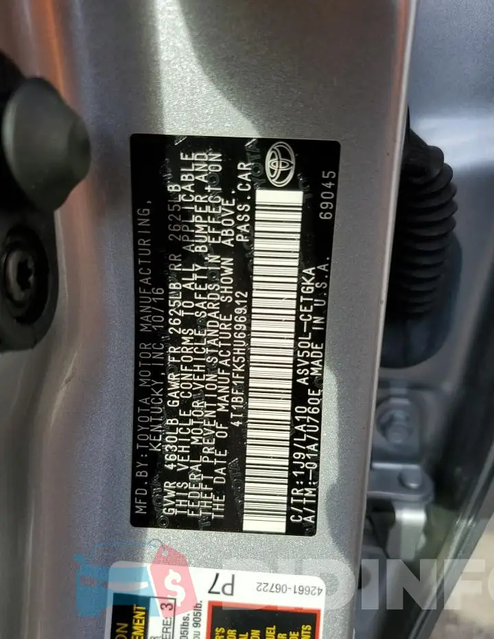 4T1BF1FK5HU696912 Photo# 12