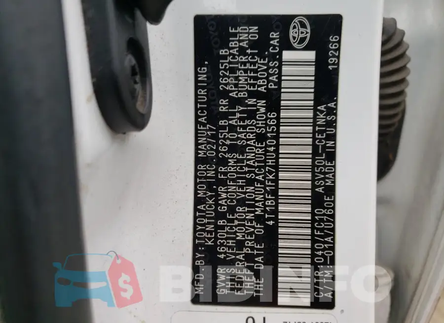 4T1BF1FK7HU401566 Photo# 12