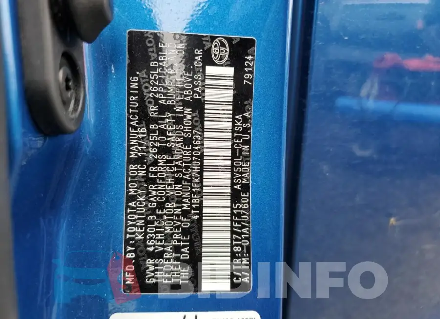 4T1BF1FK7HU704637 Photo# 12