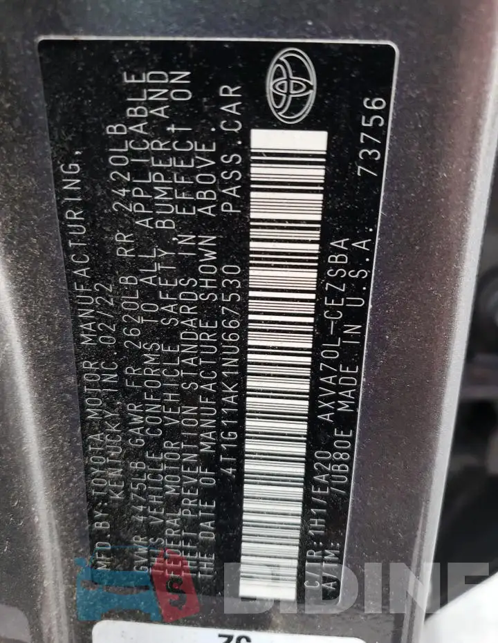 4T1G11AK1NU667530 Photo# 12