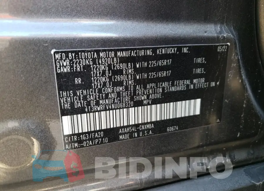 4T3RWRFV4NU068320 Photo# 13