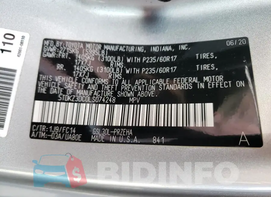 5TDKZ3DC0LS074248 Photo# 13