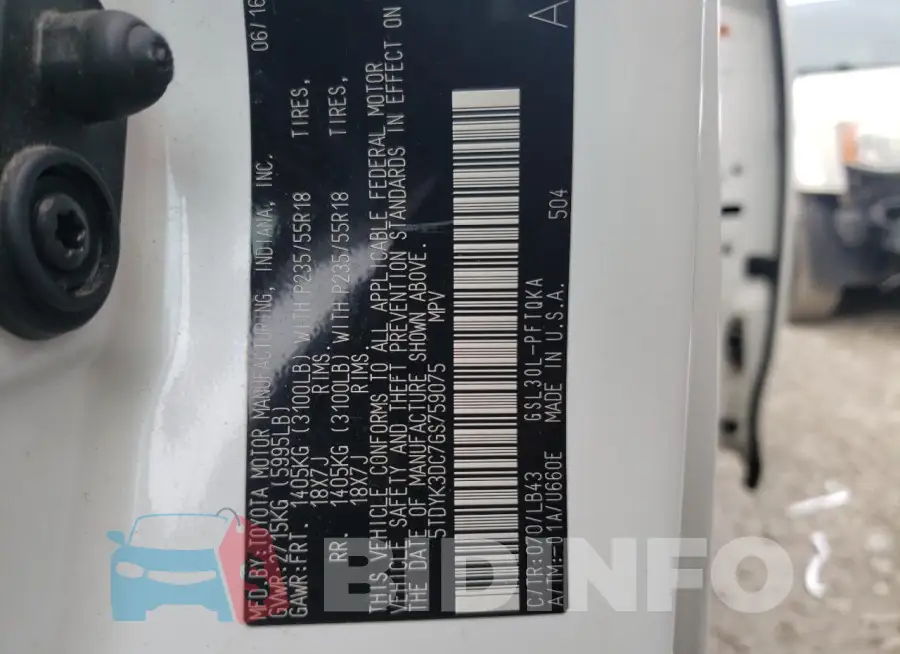 5TDYK3DC7GS759075 Photo# 13