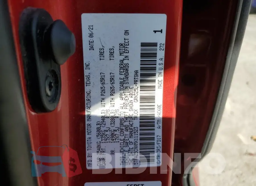 5TFAZ5CNXMX111523 Photo# 12