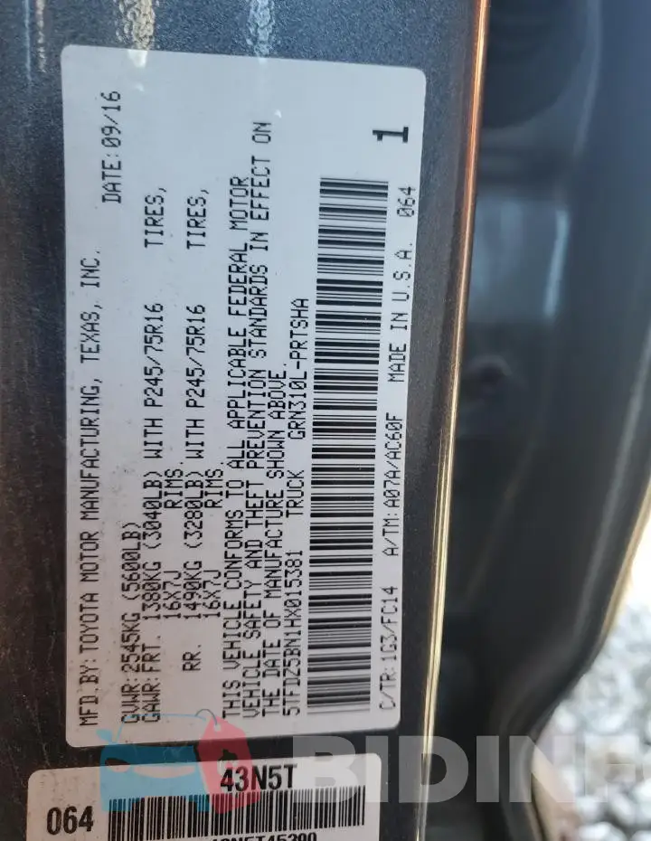 5TFDZ5BN1HX015381 Photo# 12