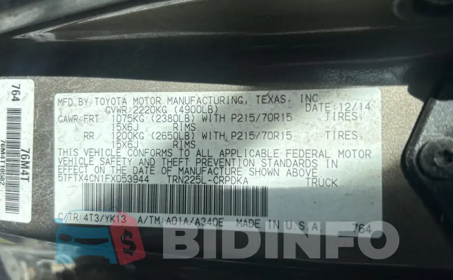 5TFTX4CN1FX053944 Photo# 10