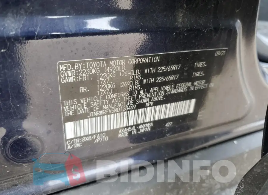 JTMRWRFV5MD128469 Photo# 13