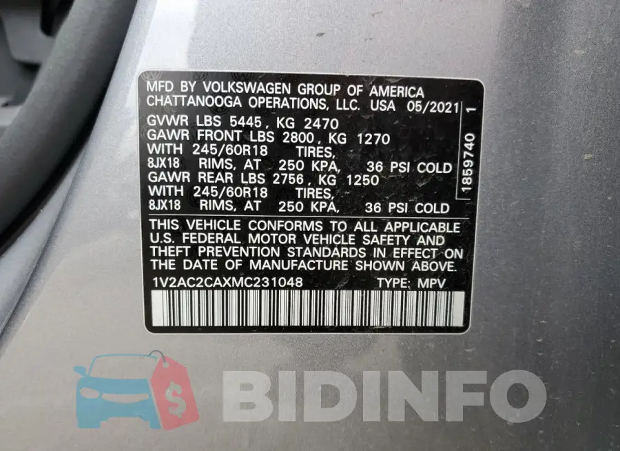 1V2AC2CAXMC231048 Photo# 14