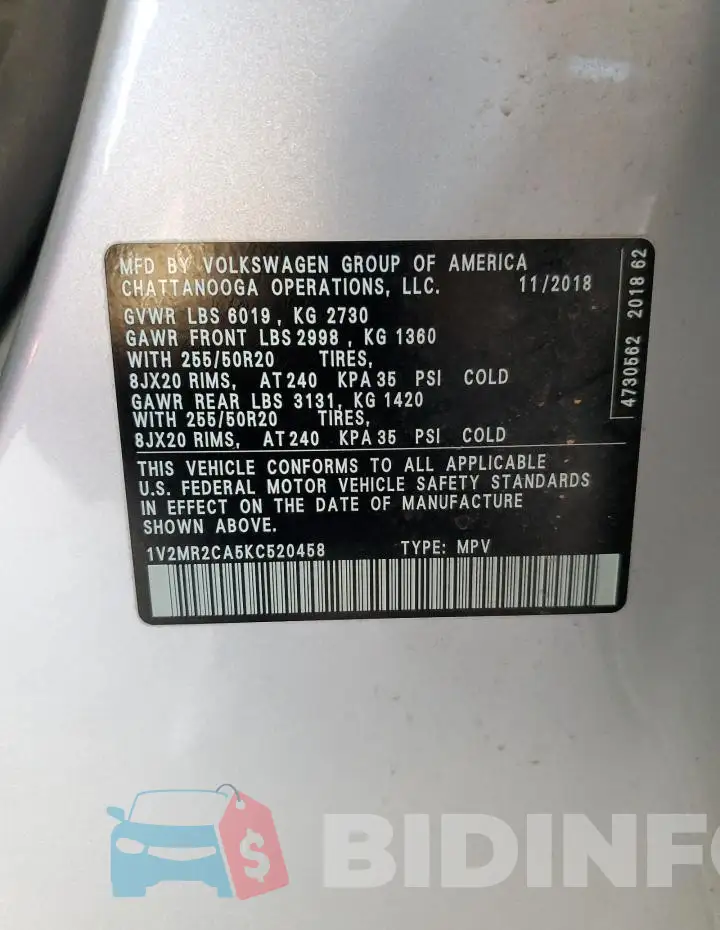 1V2MR2CA5KC520458 Photo# 14
