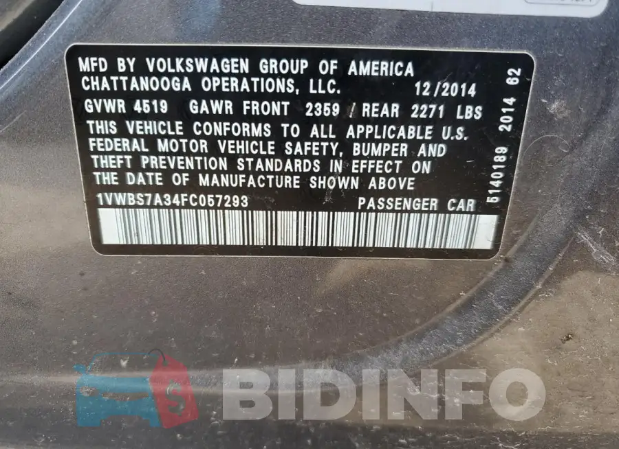 1VWBS7A34FC057293 Photo# 12