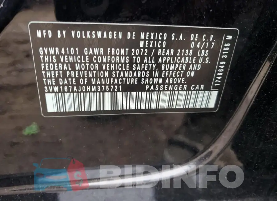 3VW167AJ0HM375721 Photo# 12