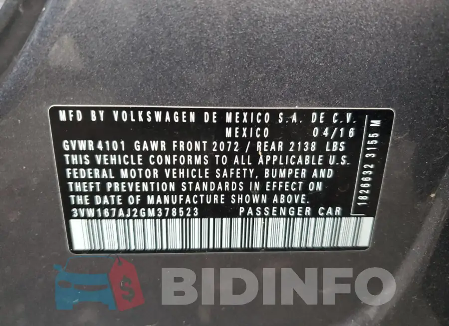 3VW167AJ2GM378523 Photo# 12