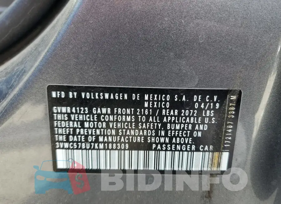 3VWC57BU7KM188309 Photo# 12