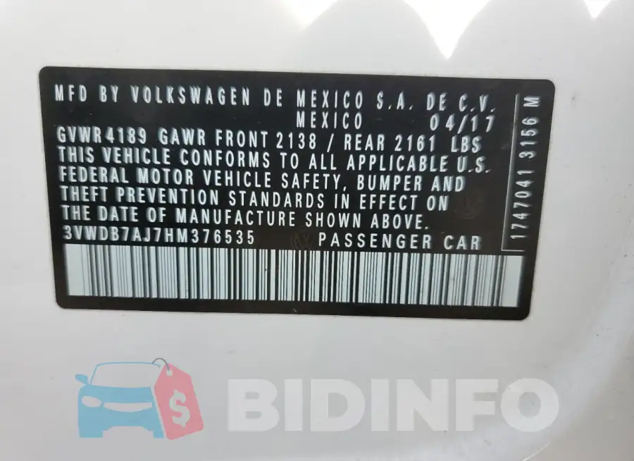 3VWDB7AJ7HM376535 Photo# 12