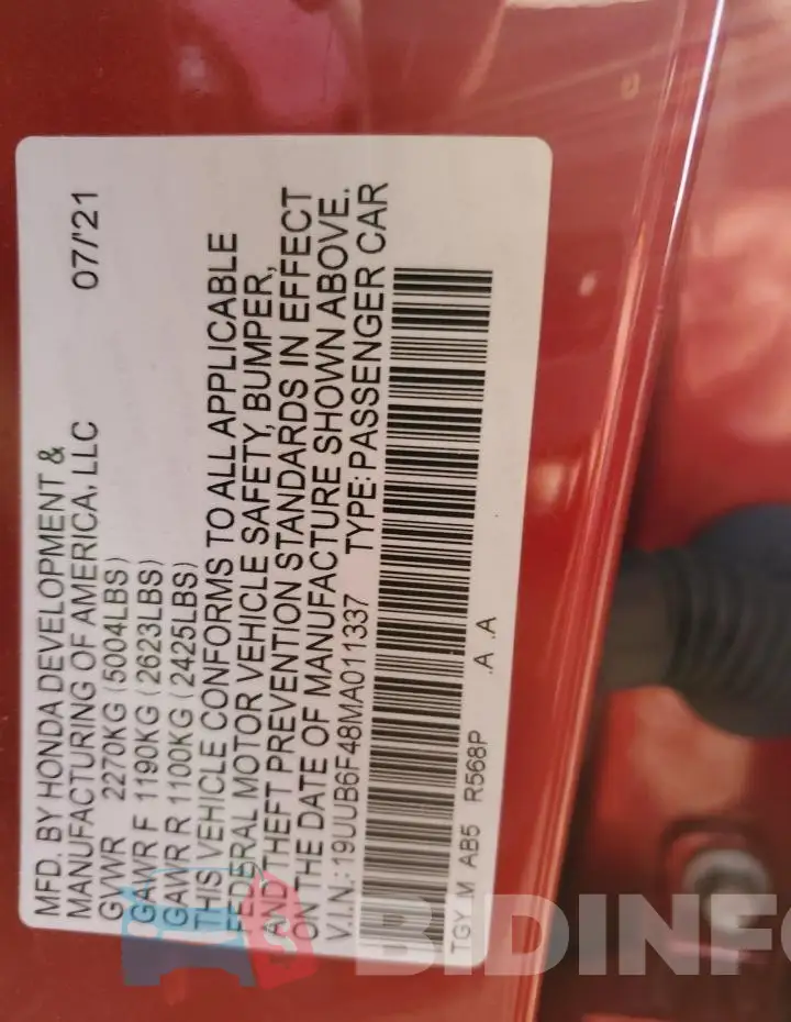 19UUB6F48MA011337 Photo# 12