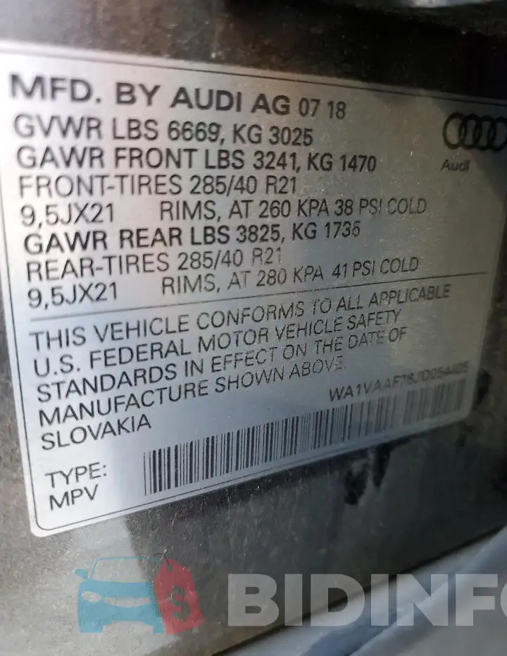 WA1VAAF76JD054405 Photo# 14