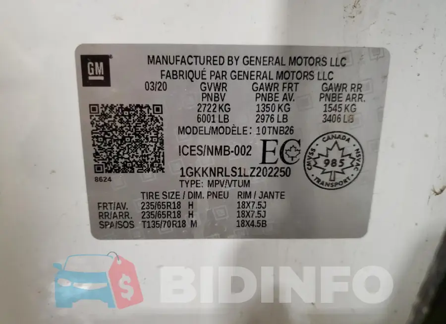 1GKKNRLS1LZ202250 Photo# 14