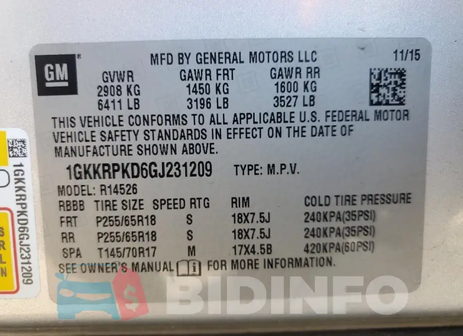 1GKKRPKD6GJ231209 Photo# 13
