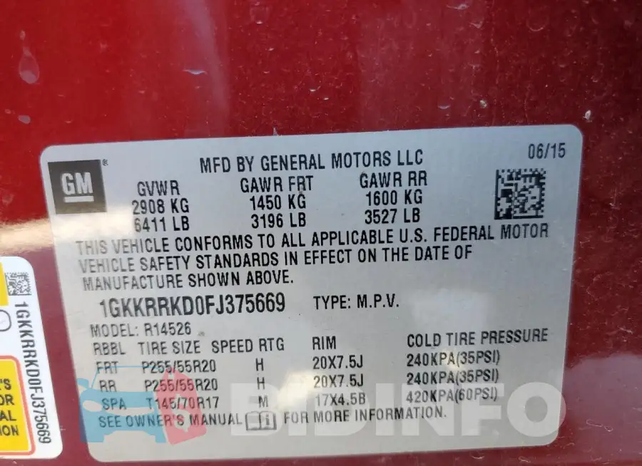 1GKKRRKD0FJ375669 Photo# 13