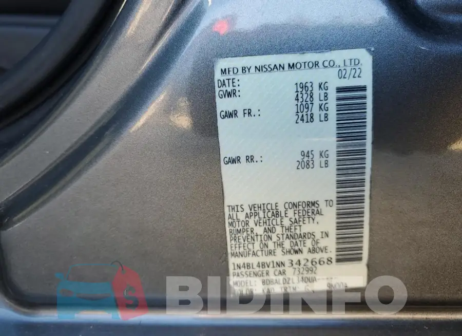 1N4BL4BV1NN342668 Photo# 12