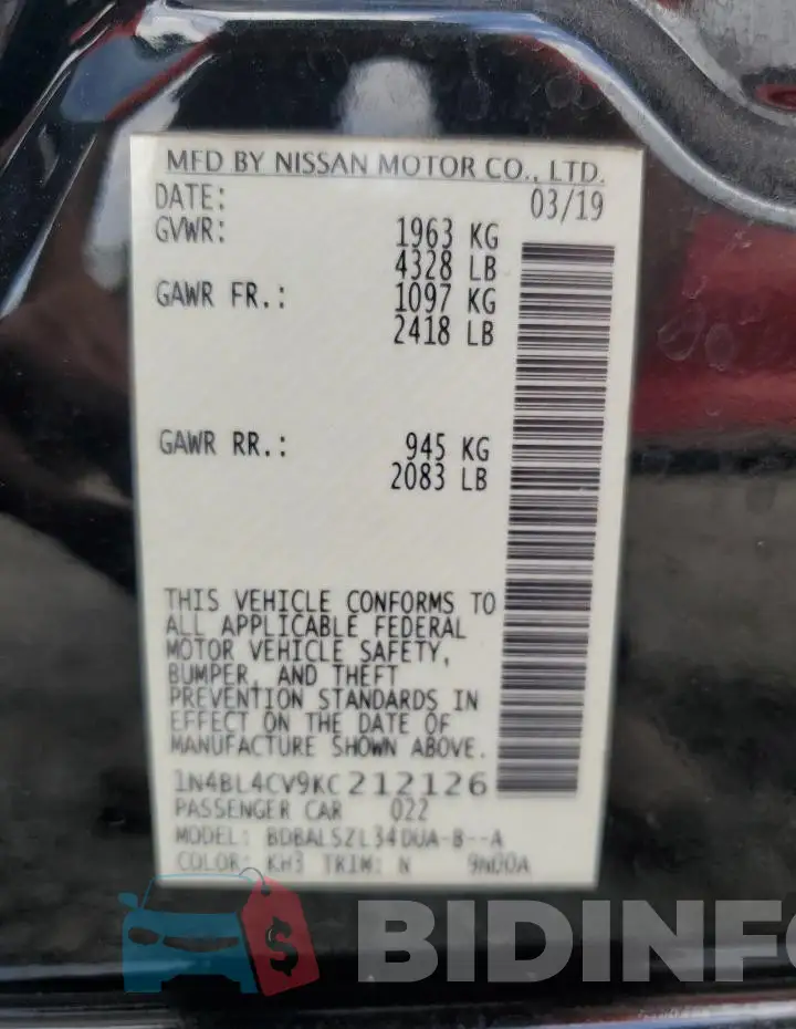 1N4BL4CV9KC212126 Photo# 12