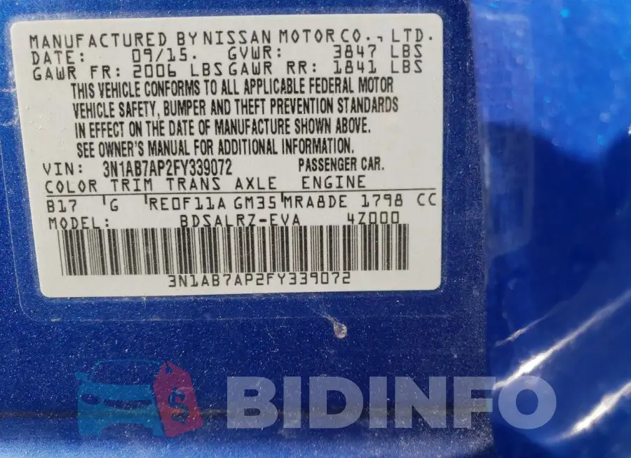 3N1AB7AP2FY339072 Photo# 13
