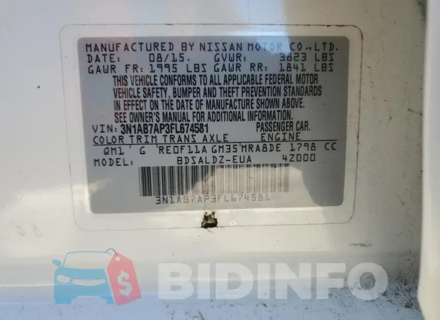 3N1AB7AP3FL674581 Photo# 13