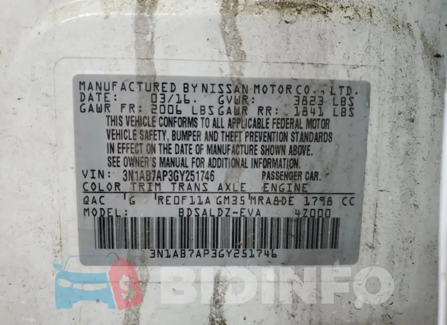 3N1AB7AP3GY251746 Photo# 12