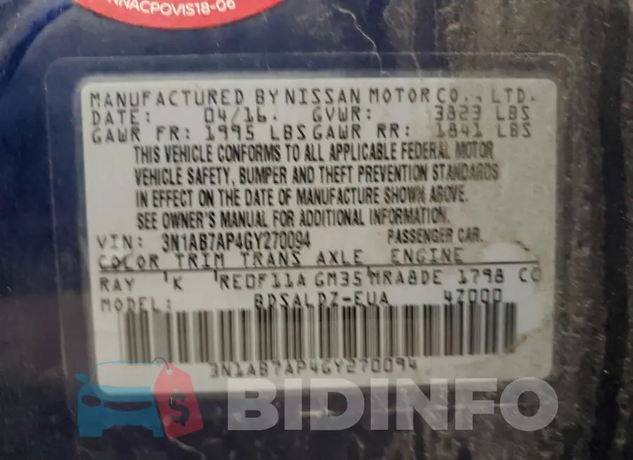 3N1AB7AP4GY270094 Photo# 13