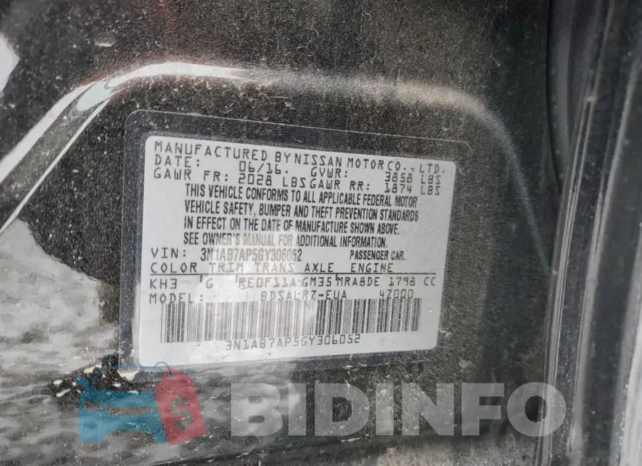 3N1AB7AP5GY306052 Photo# 13