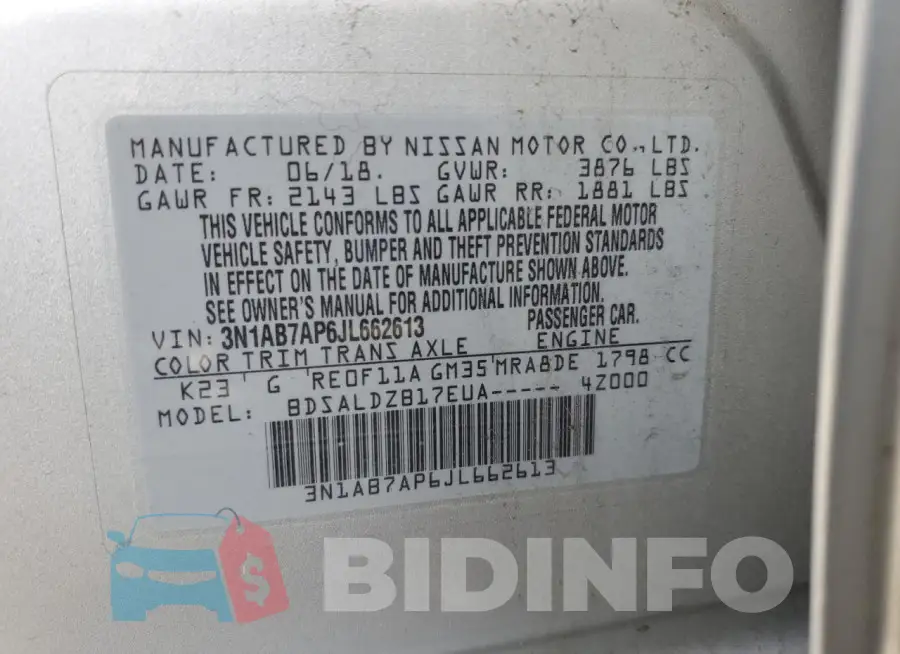 3N1AB7AP6JL662613 Photo# 12