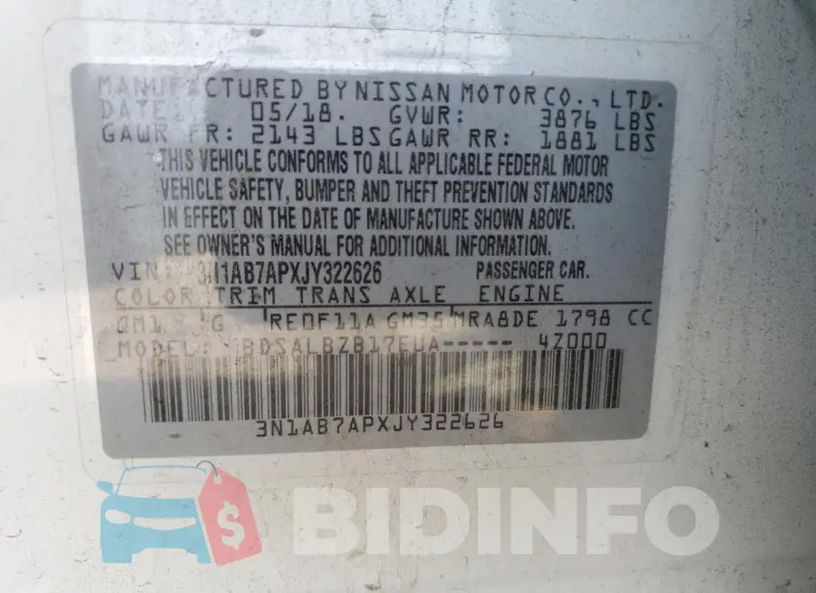 3N1AB7APXJY322626 Photo# 12