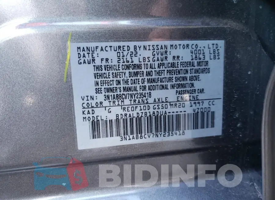 3N1AB8CV7NY235418 Photo# 12
